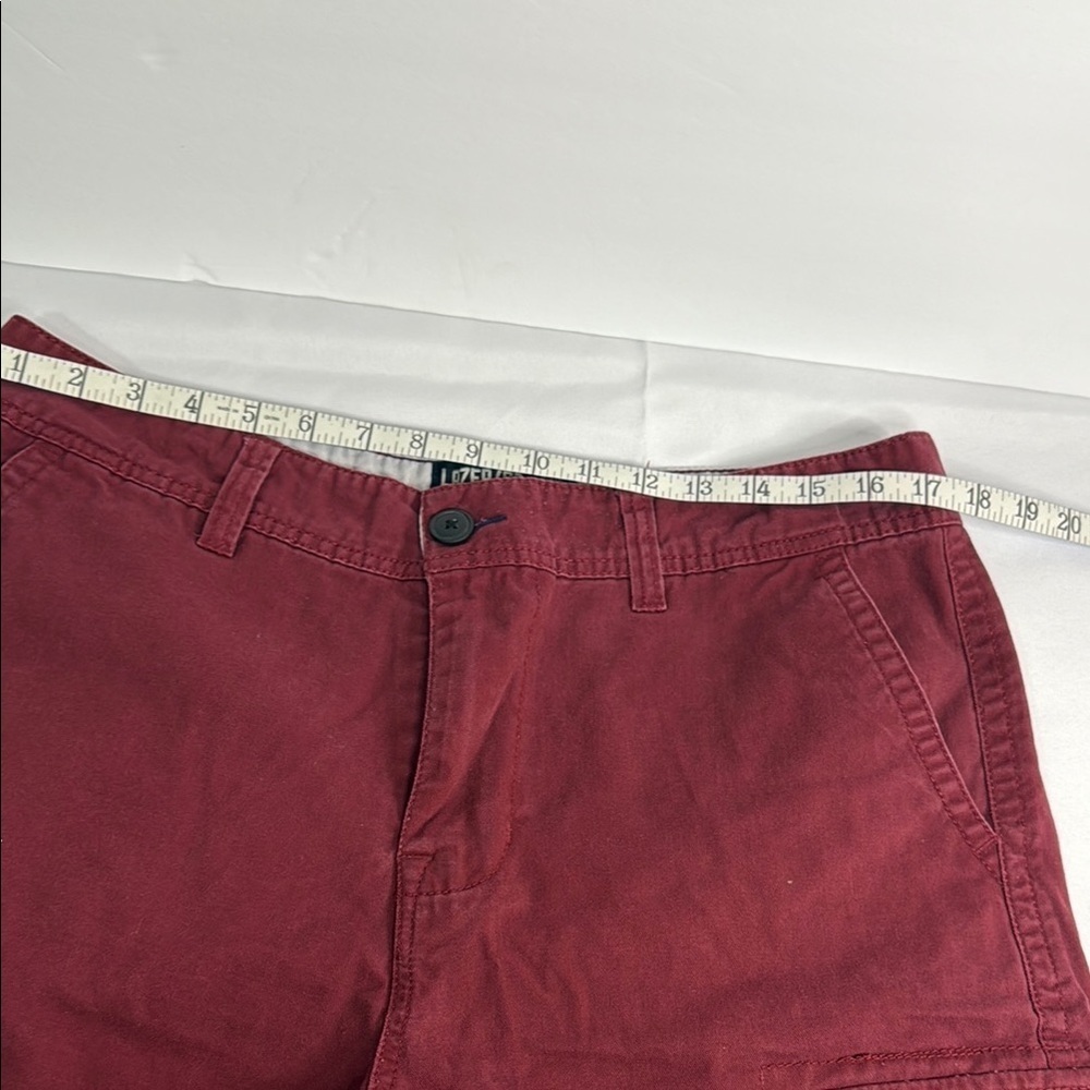 Red Cargo Shorts Knee-Length Cotton Blend - Picture 6 of 8